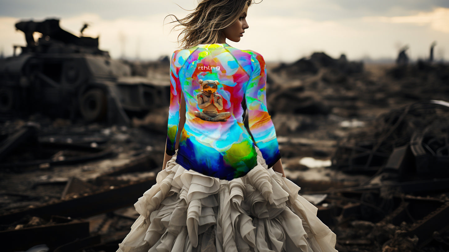 FLWR Zen Two Women's Rash Guard | Astronaut Disappears Into A Warp Slice Of Space Time