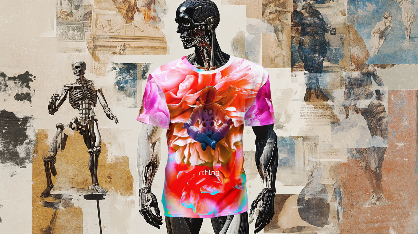 Astro Zen Two T | Meditation Space Suit Cosmic Floral Pattern Shirt