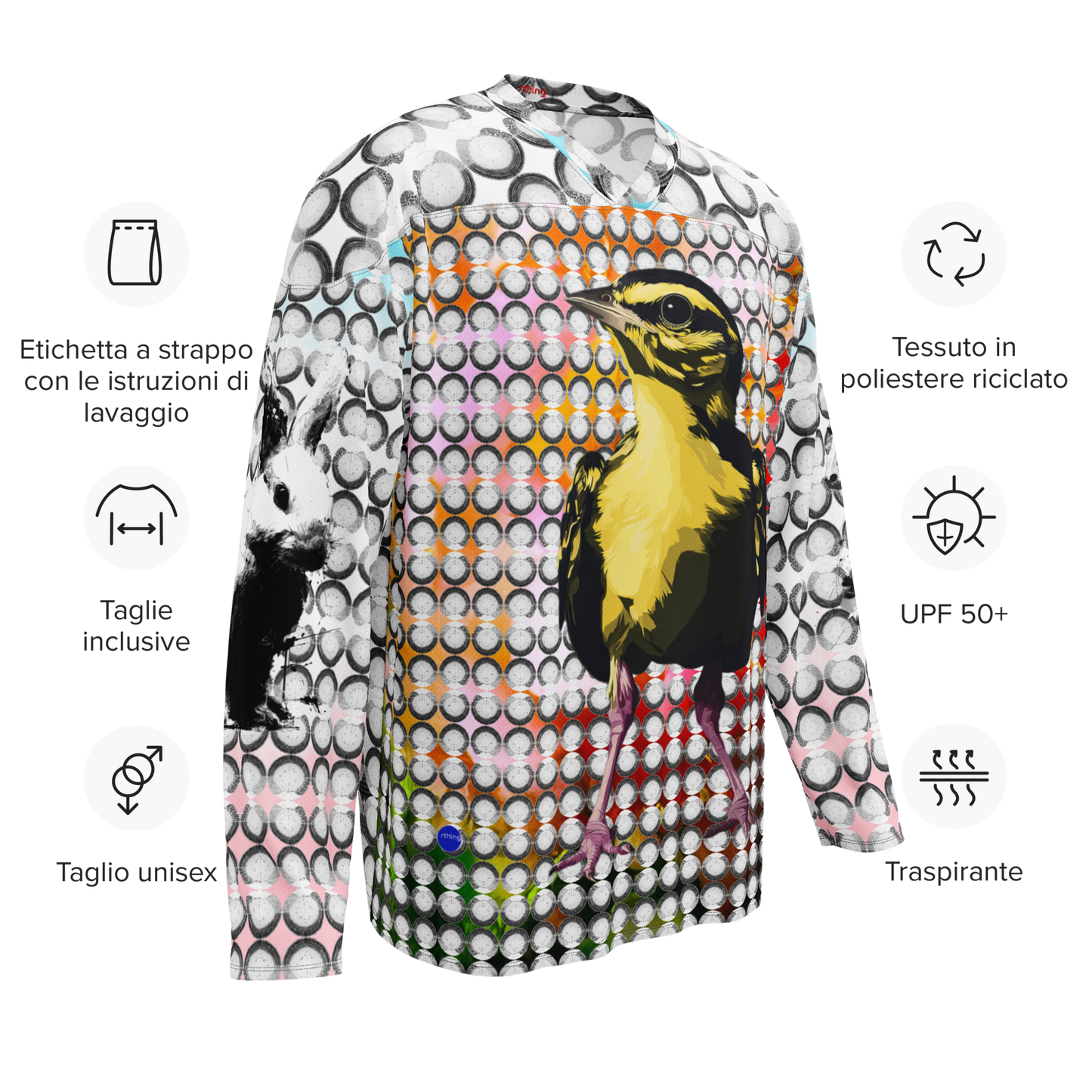 Dot Widdle BRD Bunny & Horse Sleeves Recycled hockey fan jersey