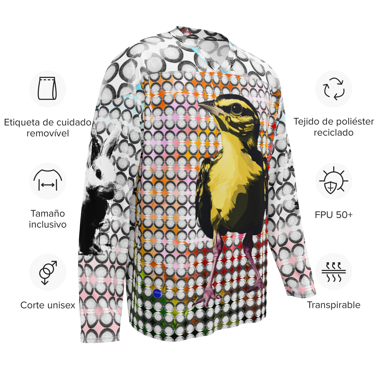 Dot Widdle BRD Bunny & Horse Sleeves Recycled hockey fan jersey