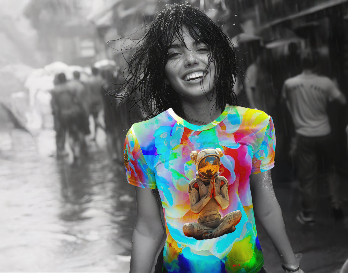 Astro Zen One Femme T | Floral Astronaut Zen Streetwear For The Mindful