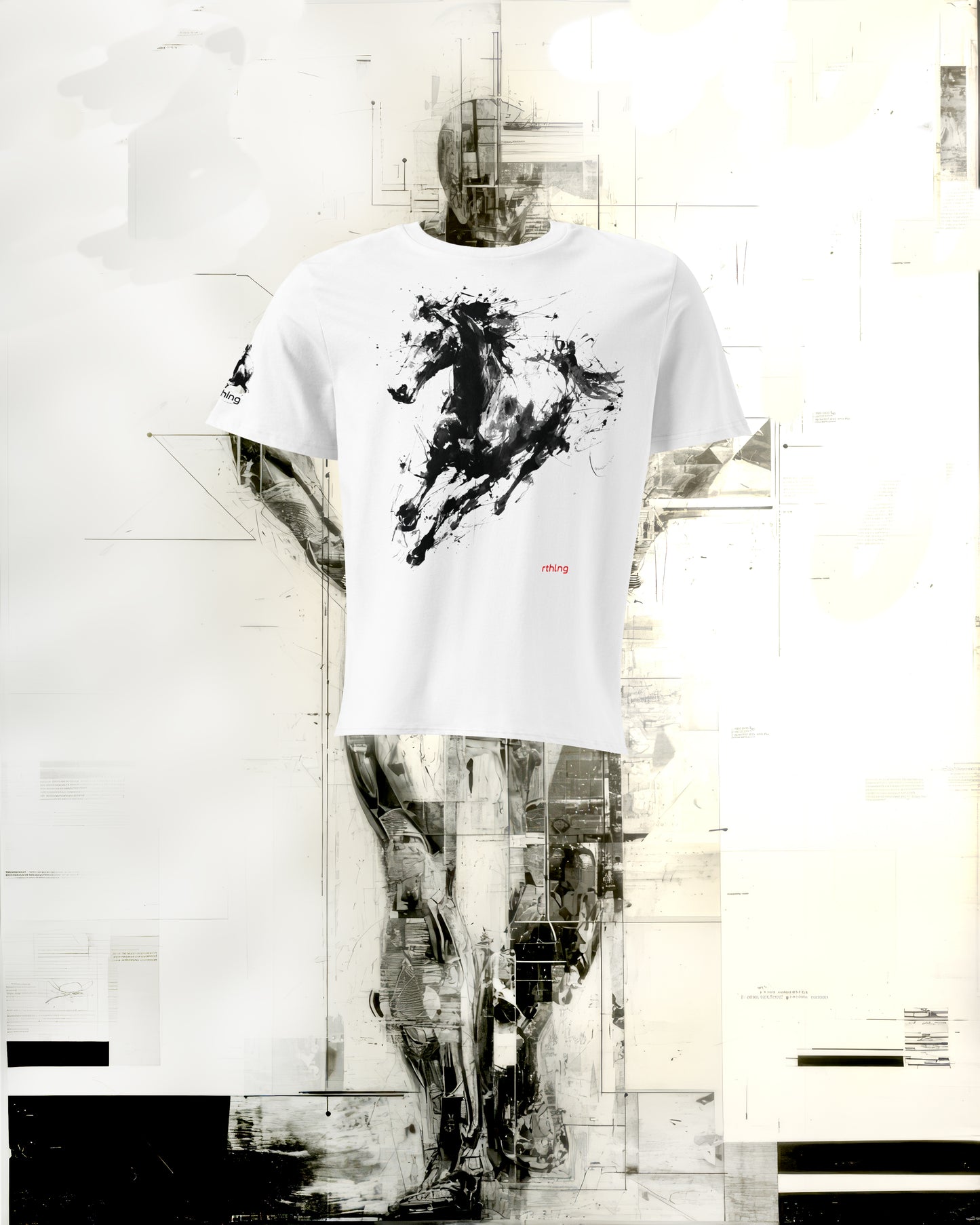 SPLASH HORSE 001 Classic Unisex T | Hi Contrast Sumi Splash Running Horse Tee